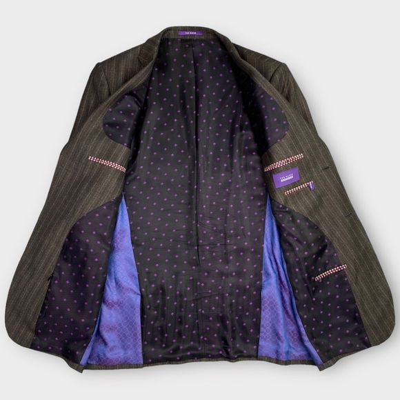 Ted Baker London Men's 42L Endurance Wool Striped Blazer Sport Jacket Brown - Picture 8 of 16